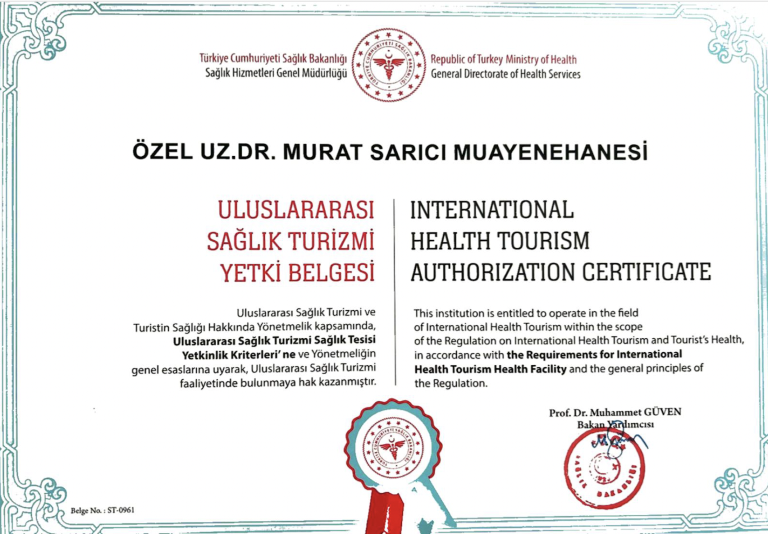 Health Tourism Certificate